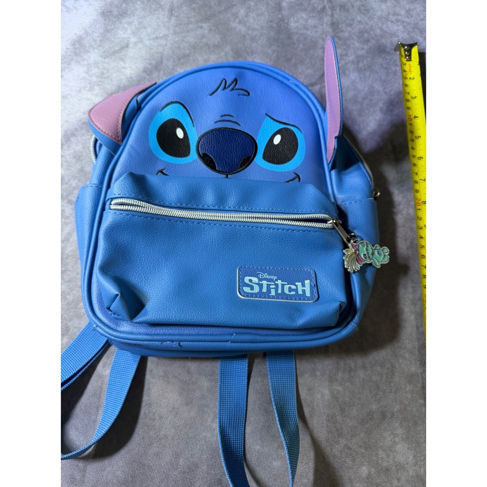 Disney Lilo & Stitch Mini Backpack Blue Faux Leather Character Bag with Ears